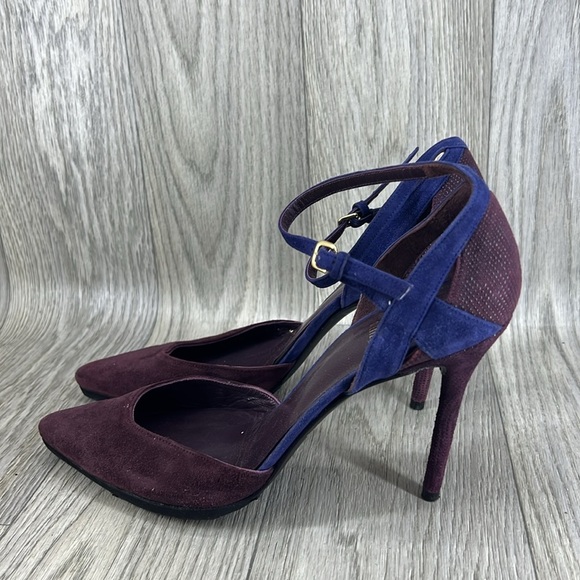 Stuart Weitzman Pumps Heels Pointed Toe Suede Ankle Strap - Picture 4 of 12